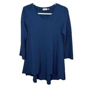 Habitat Blue Texture Stretch Top Blouse Lagenlook